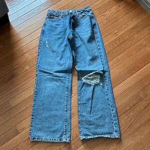 Garage Blue Distressed Flare Jeans